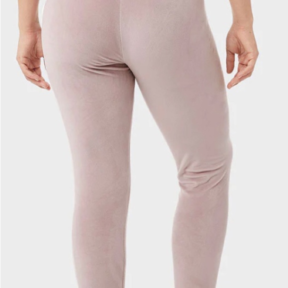 Light Pink Velvet Leggings High Waist Large soft - Picture 4 of 5